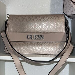GUESS Taupe Logo Crossbody Bag